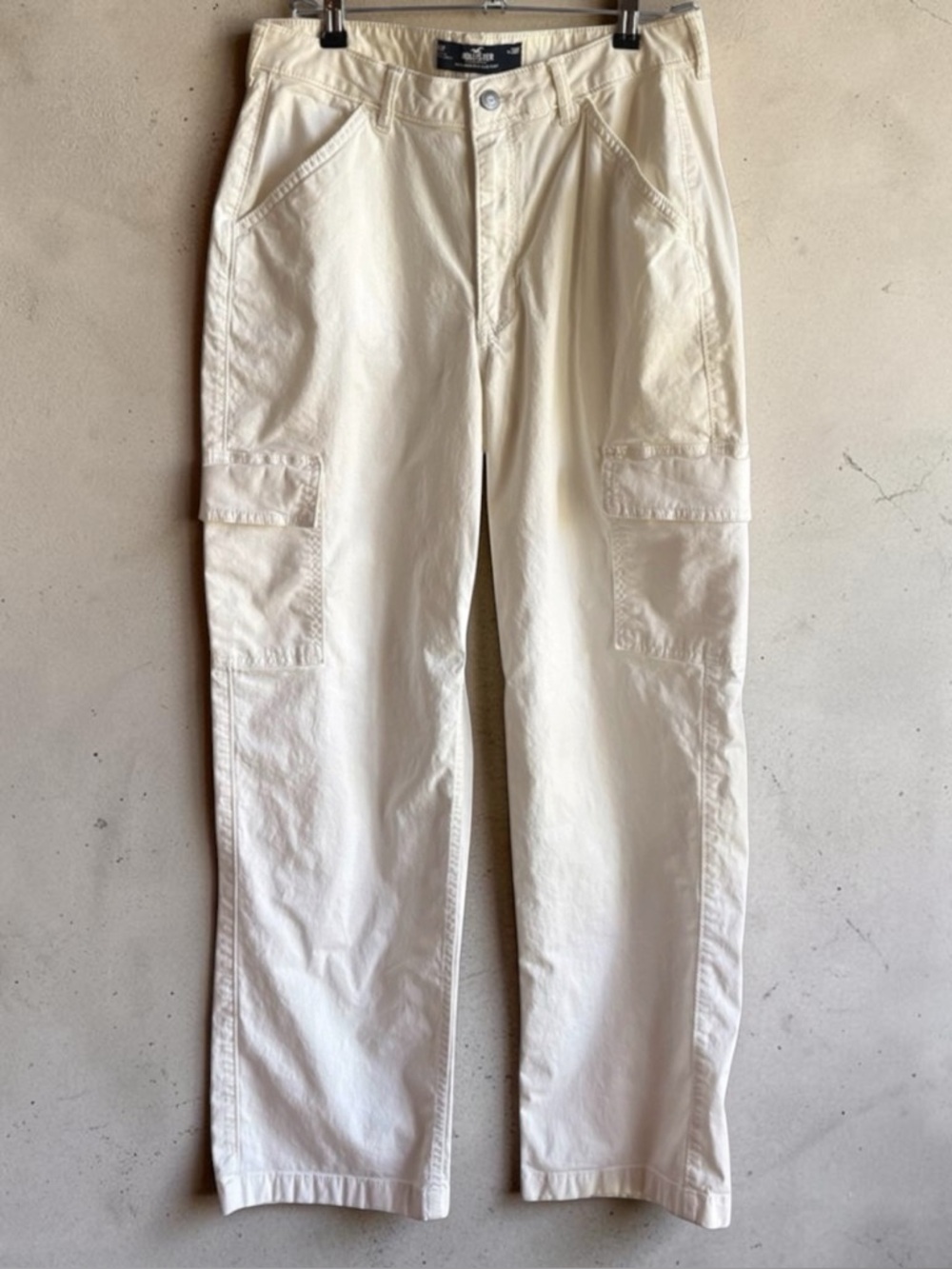 Hollister Cargo Pants Women Ultra High Rise Dad Pant Baggy 10/30 Y2K Style White